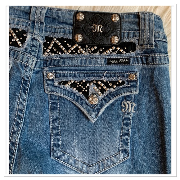 Miss Me Bootcut Bling Studd Jeans Blue Black Silver Style JP5002-29 Size 33 - Picture 8 of 14